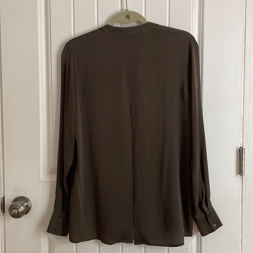 Vince Split Back Button Down Silk Top - image 3